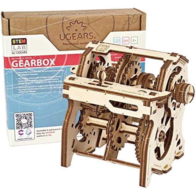 MADE IN EUROPE, 3D WOODEN PUZZLE MANUAL TRANSMISSION MECHANICAL MODEL, DIY, SELF-ASSEMBLY, WOODCRAFT CONSTRUCTION TOY FOR ADULTS & KIDS, PERFECT FOR GIFTING, NO GLUE NEEDED, BROWN, UGR-70131 - Image 1